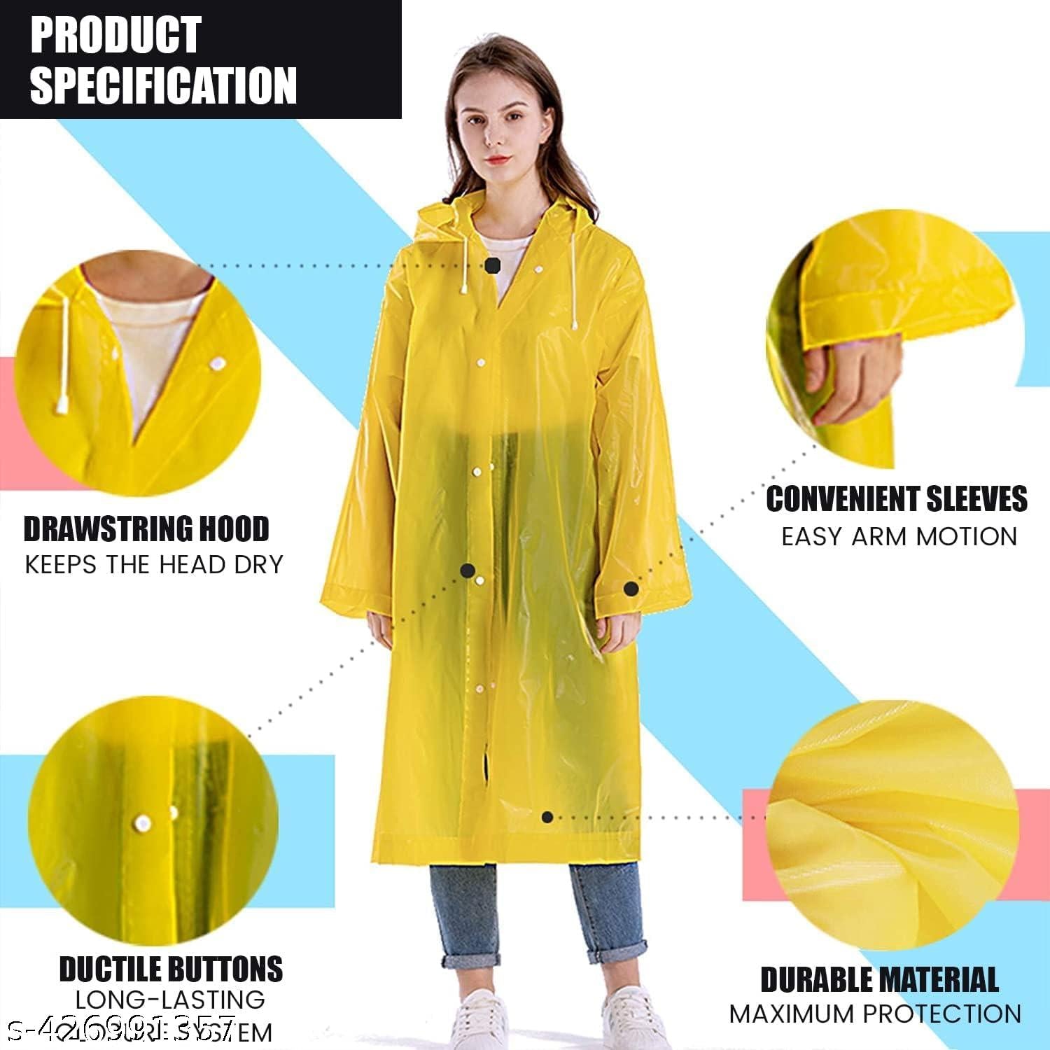 Waterproof Rain Coat - Hooded Universal Outdoor Water Resistant Portable Suit for Men Women Boys & Girls 1 pc yellow